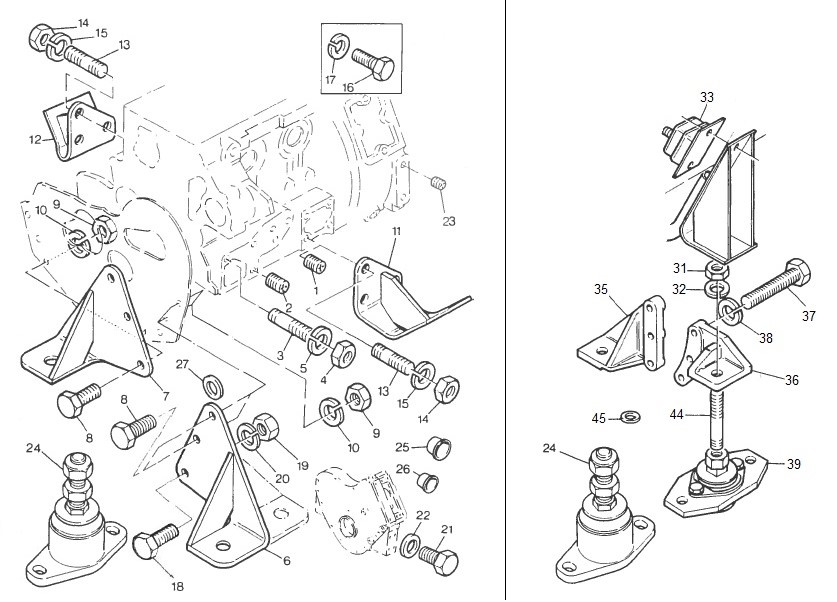 Perkins 4108 – Supports moteurs