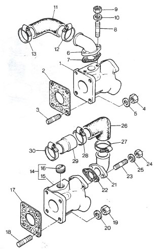Perkins 4108 – Bride de sortie échappement